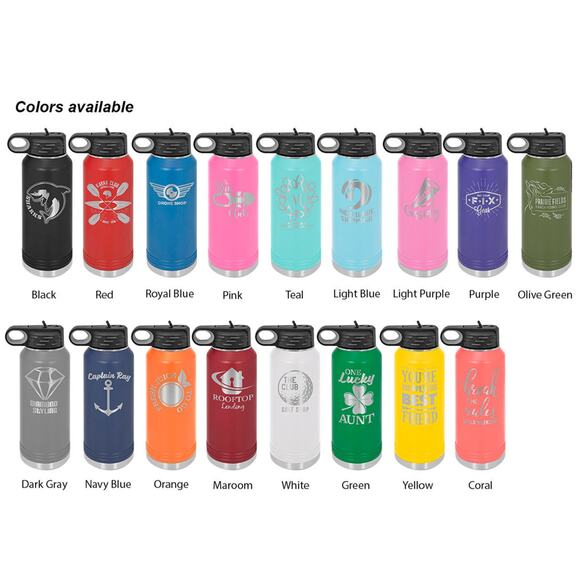 Custom Engraved 32oz Water Bottle Logo Tumbler Gift Personalized Name Marketing - Picture 3 of 3